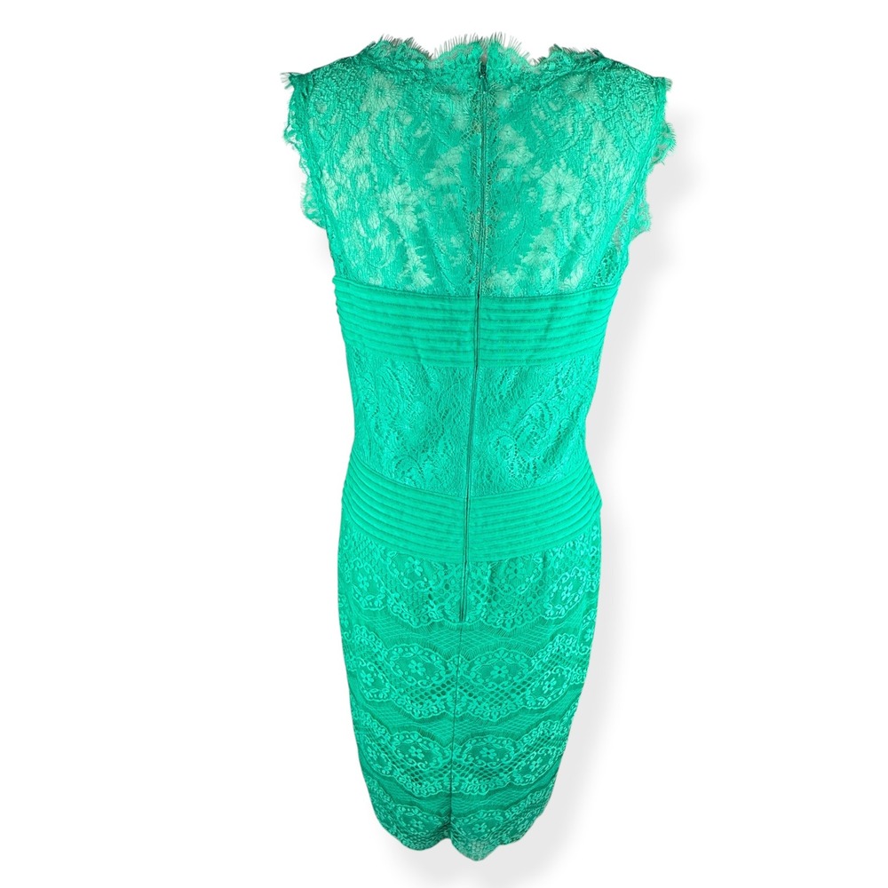 Tadashi Shoji Lace Sheath Dress Size 12 Emerald Green Cocktail Elegant Romantic - Picture 2 of 16